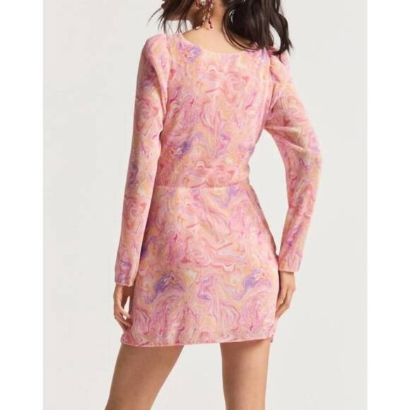 NWT LoveShackFancy Nanita Pink Long Sleeve Cutout Mini Dress $495 - Picture 2 of 14